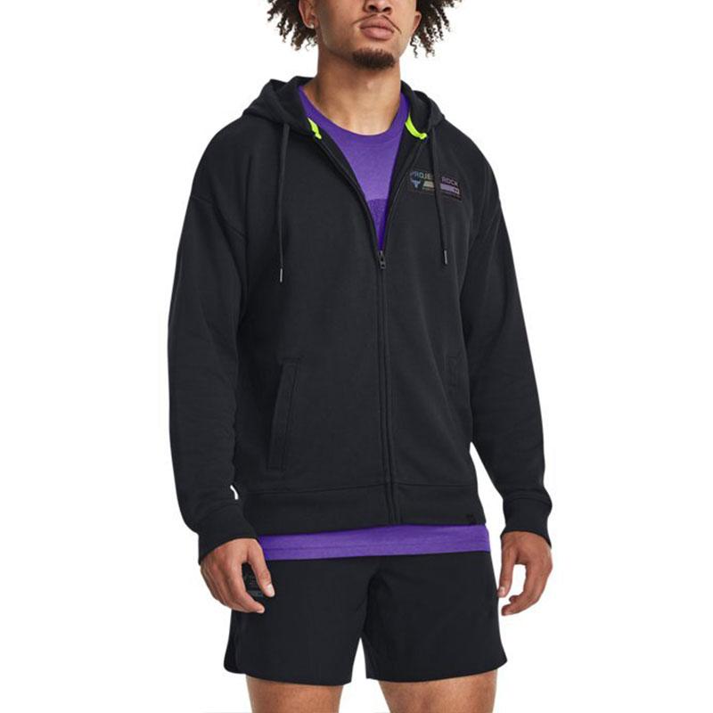 Under Armour Felpa sportiva con cappuccio da uomo Johnson Series in cotone pesante solido, nero 1380151-001