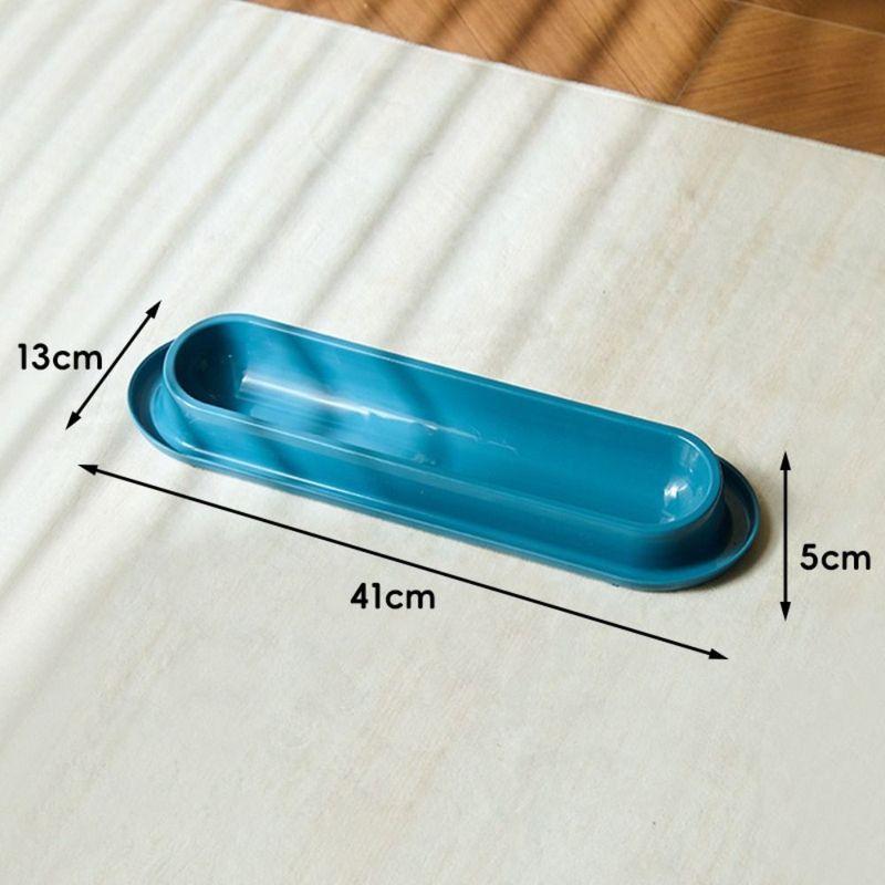 New Elongated Multi Cat Feeding Bowl Large Capacity 15° Slanted Long Pet Food Dish Washable Anti Ant Pet Food Bowl Feeding