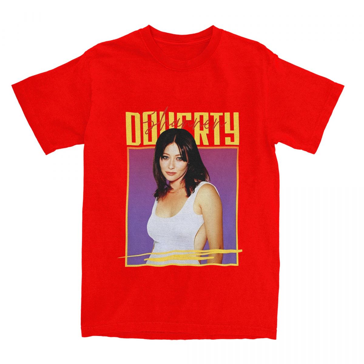 

Men Womens Shannen Doherty T Shirts Pure Cotton Tops Fashion Short Sleeve O Neck Tees Classic TShirt S