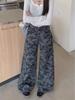 Damen Winterjeans mit hoher Taille und weitem Bein in Camouflage