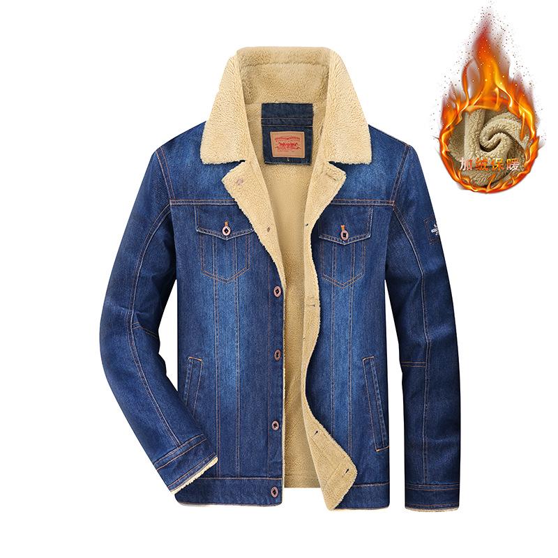 

Европейская и американская мужская повседневная джинсовая куртка - Свободный крой, на флисовой подкладке, большого размера, с несколькими карманами, подходит для мужчин среднего и молодого возраста. XXL