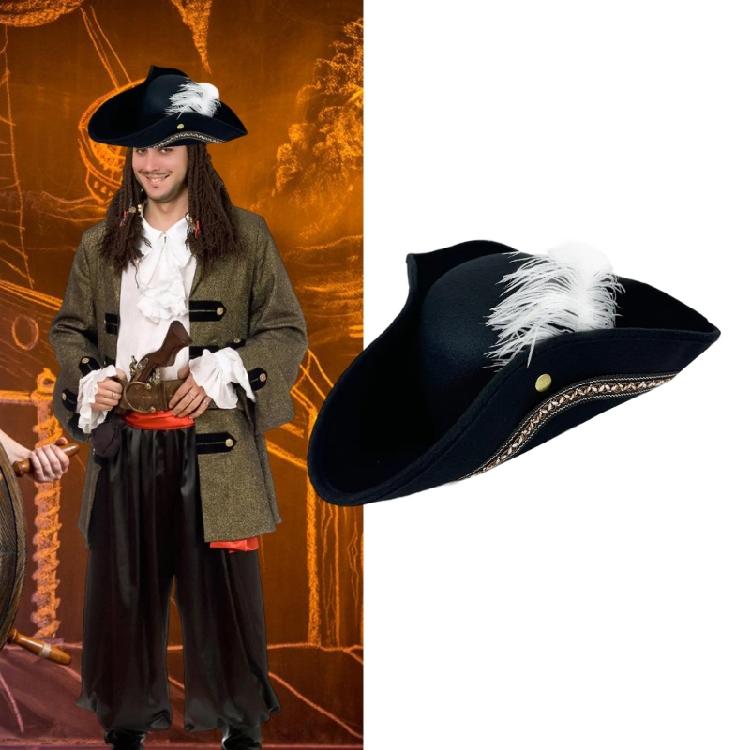 Stickerei Cosplay Piratenmützen für Kinderparty-Requisiten Kinder Piraten-Rollenspiel Federbesetzte Filzhüte