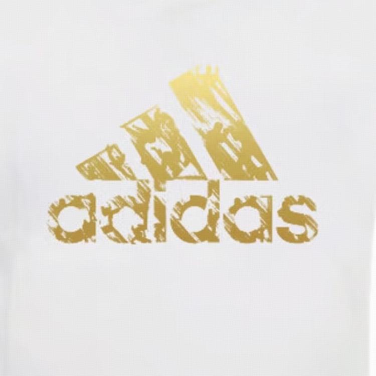 Adidas American Vintage Letter Logo Print Breathable Sports Casual Short Sleeve T-Shirt Men Tops White Gold ADITSG2-WG