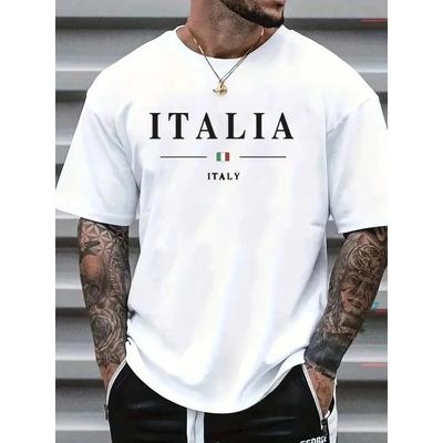 T-shirt unisex in puro cotone con stampa lettera ITALIA modello ampio casual cotone manica corta T-shirt estiva