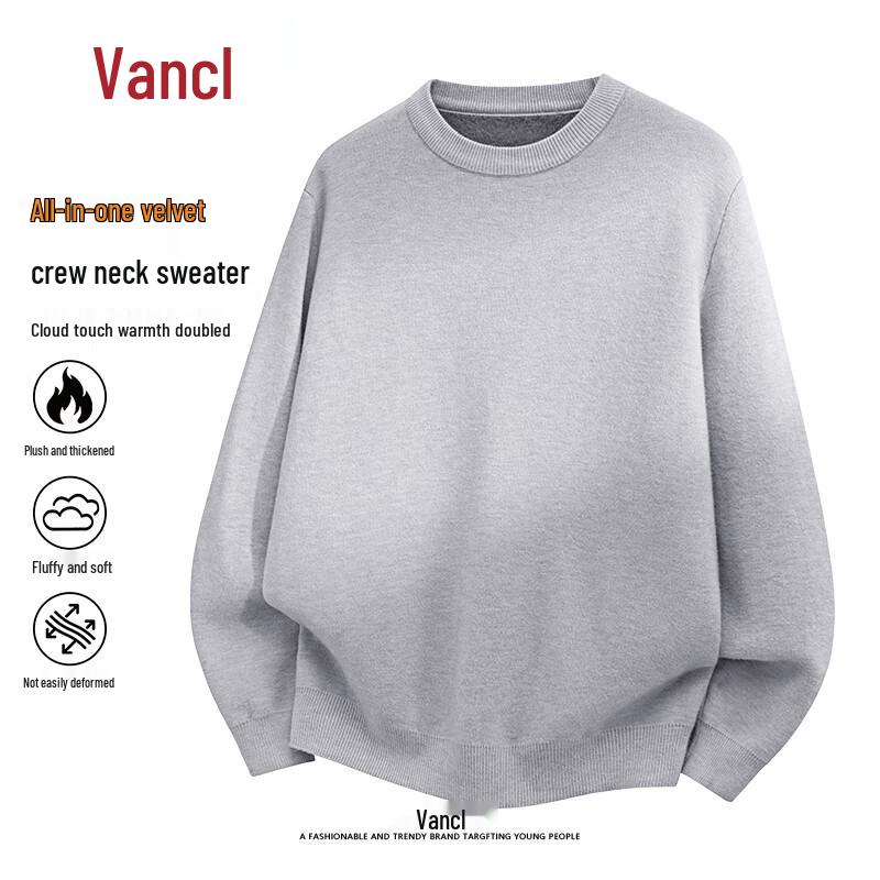 VANCL Men's Fleece-Lined Crew Neck Sweater