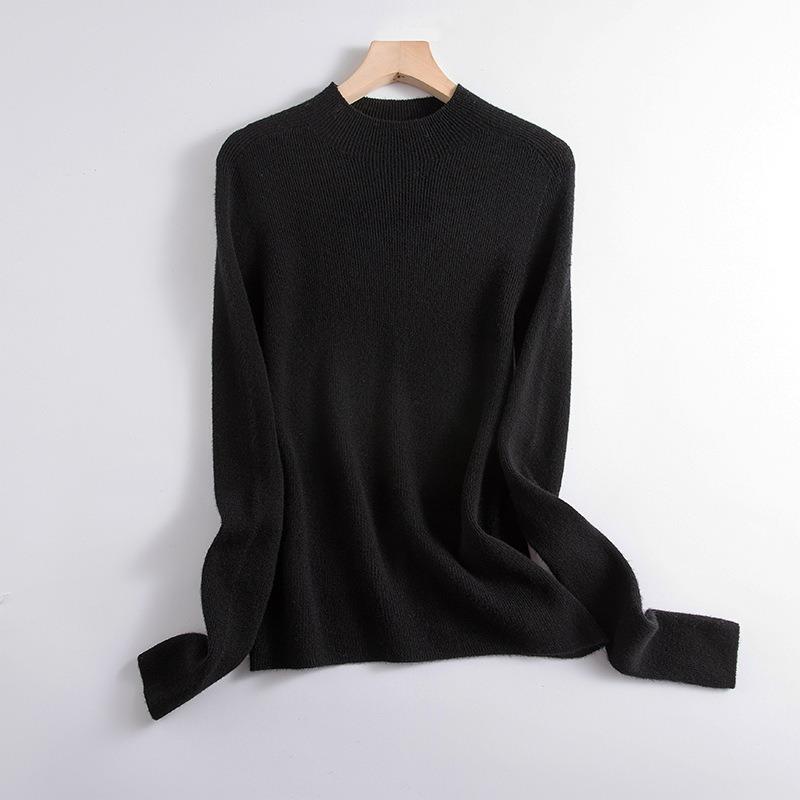 Extended semi-turtleneck wool sweater women's 0 full wool seamless integrated knitted backing soft waxy fleece autumn top new