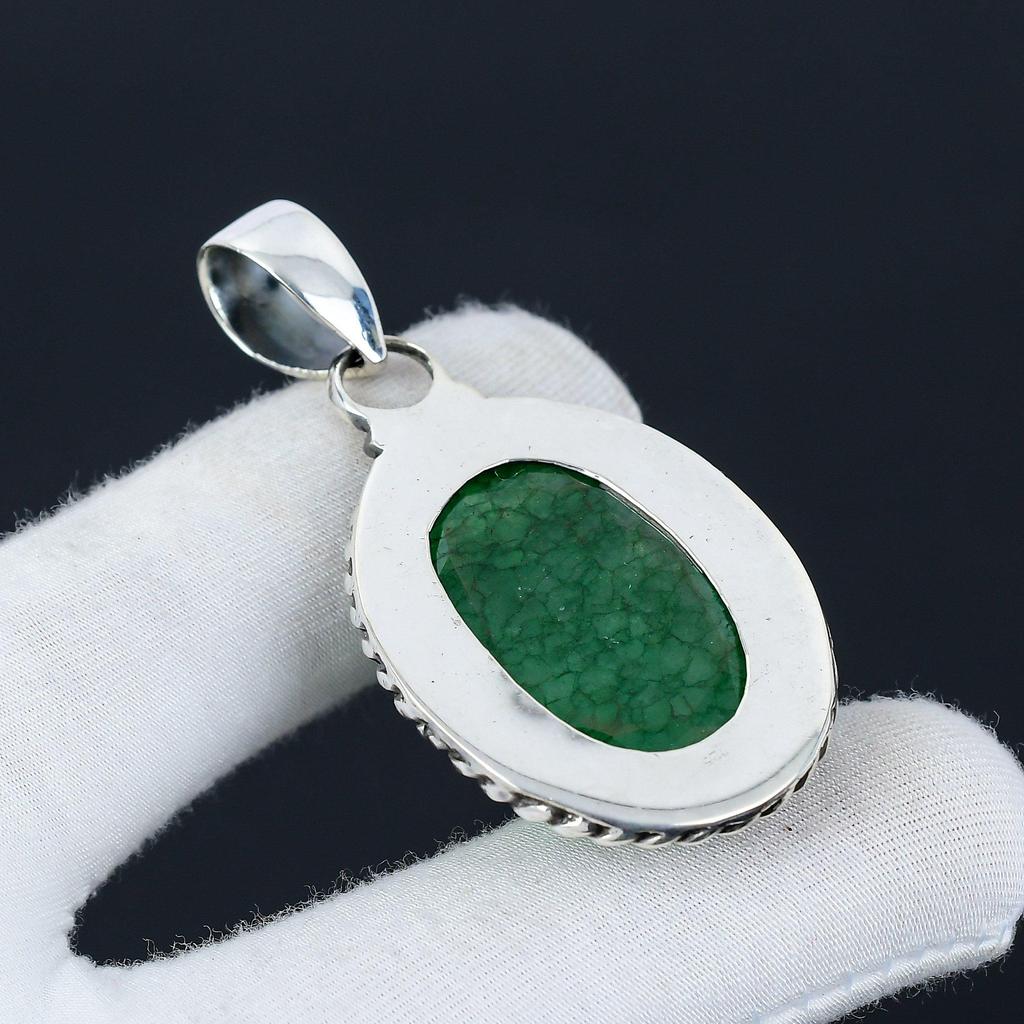 Smaragd Edelstein Handgefertigter 925 Sterling Silber Schmuckanhänger, Smaragdschmuck, Urlaubsgeschenk für Sie, Schmuck für besondere Anlässe