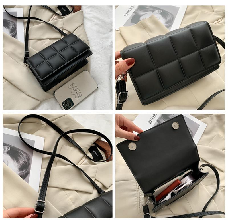 Women Plaid PU Leather Small Square Shoulder Crossbody Purse