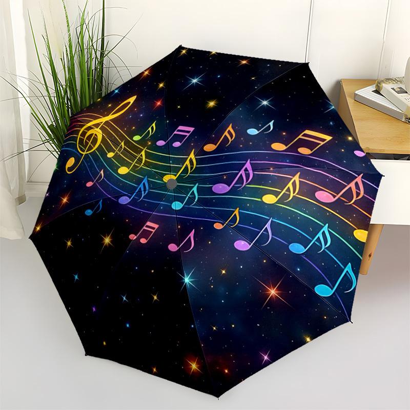 

1pc Musical Notes Automatic Open/Close Umbrella - Portable Collapsible Umbrella with 8-Rib Stability, Fashion Lovers yy251017161