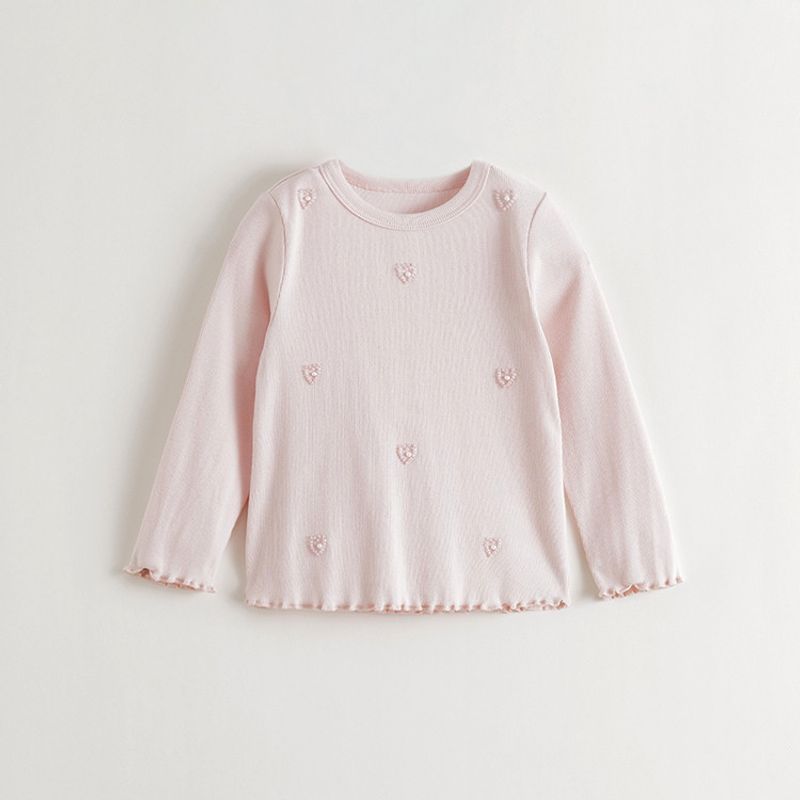 Mark Jenny Girls  3D Heart Soft Elastic T-Shirt Children s Long-Sleeve Top 2025 Spring New Style 551205