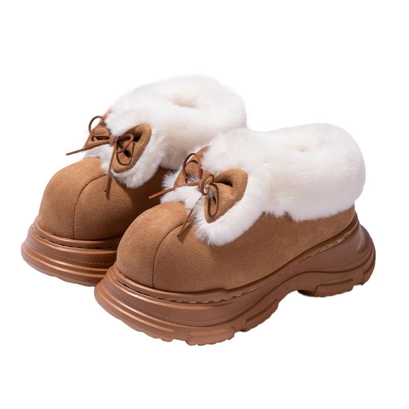 Fleece cotton slippers, cute versatile bags and cotton shoes in autumn and winter, home indoor soft-soled warm snow boots