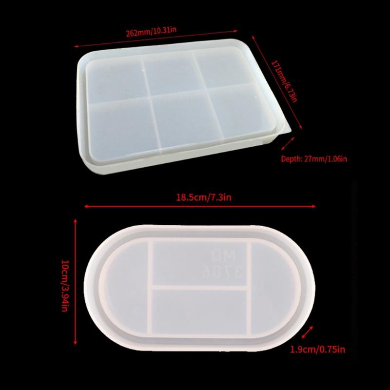 2Pcs Epoxy Resin Molds Big & Small Tray Silicone Molds DIY Jewelry Display Tray Ornament Tool for DIY Resin Home Decor