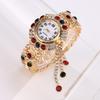 Women's Gold Vintage Rhinestone Watch, Bracelet Bangle Wristwatch, Fashion Luxury Jewelry Watch for Cross-Border