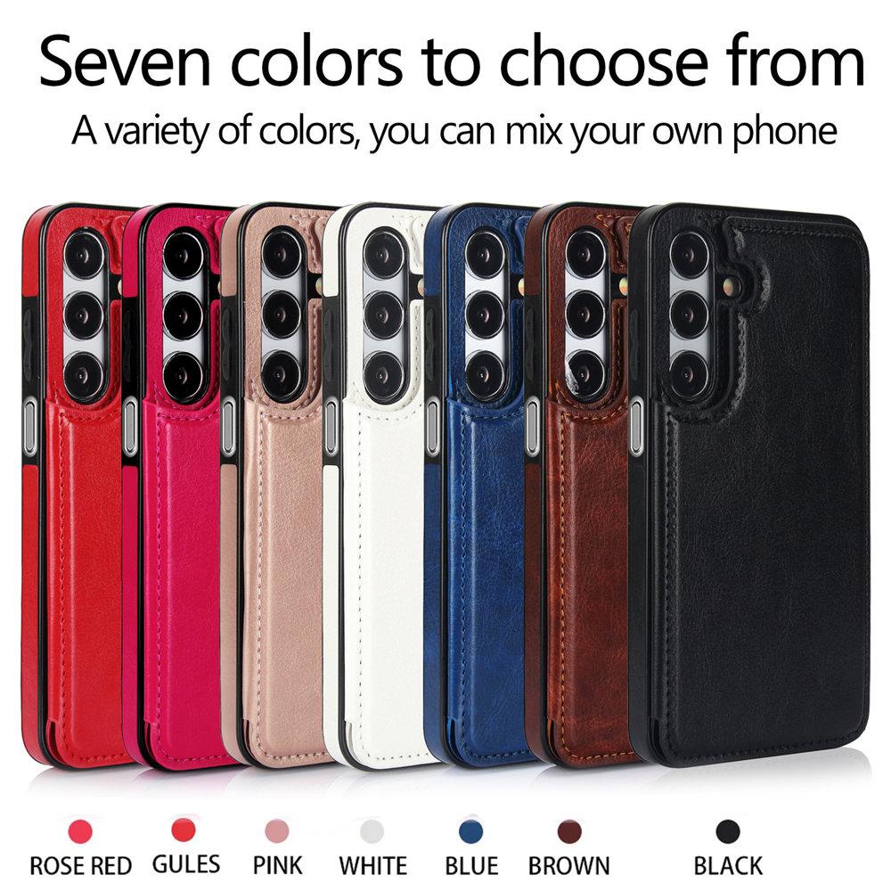 Portfel z podwójnym guzikiem, slotem na karty, podstawką, klapką, skórzane etui do Samsung Galaxy A16 A35 A55 A15 A54 A14 A13 A73 A53 A33 A32 A12 A52