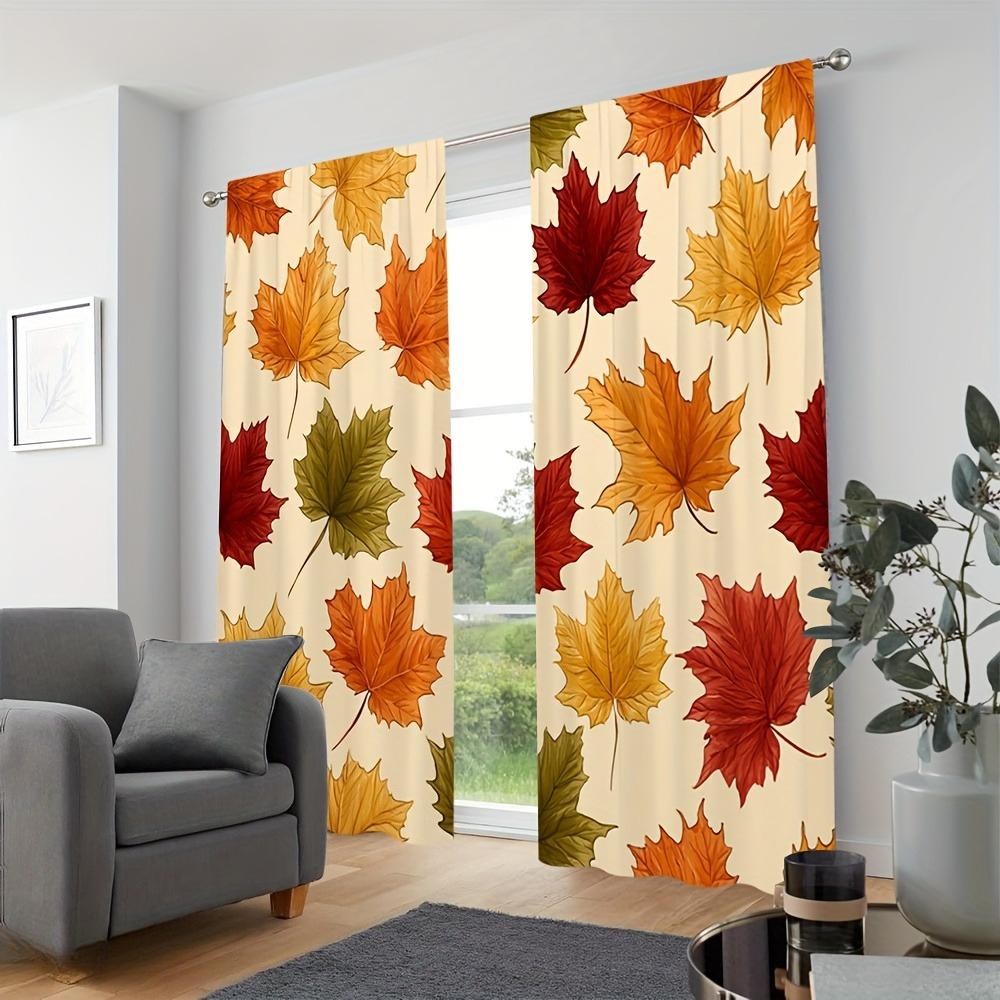 Maple Leaf Print Curtains Polyester Fabric Suitable Bedroom Living Room Decoration Curtain For Area Made Of Machine Washable