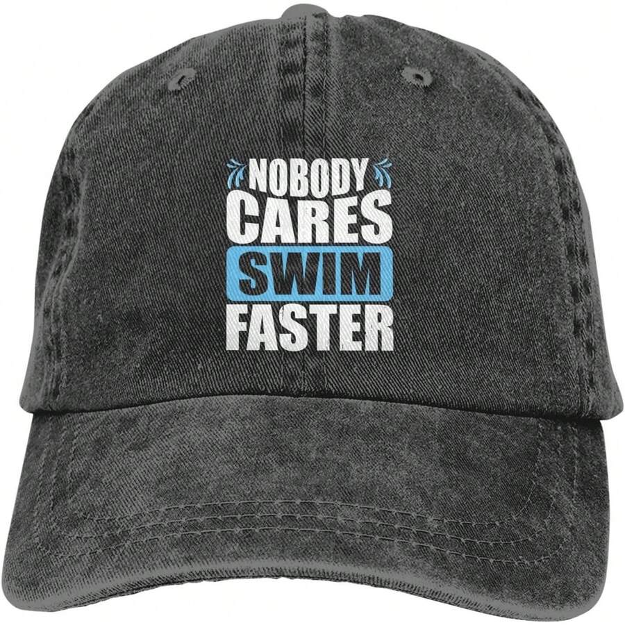 Adjustable Cotton Baseball Cap With Embroidered Swim Like A Girl Quote Unisex Low Profile Dad Hat