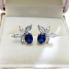 Jewelry Earrings Imitation Royal Sapphire Flower Colored Treasure Stud Earrings Retro Simple Butterfly Stud Earrings Women'S