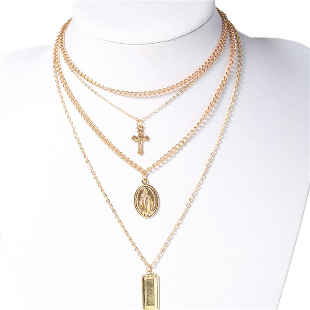 Retro-inspired, And Distinctive European- Alloy Cross Pendant Necklace With Design