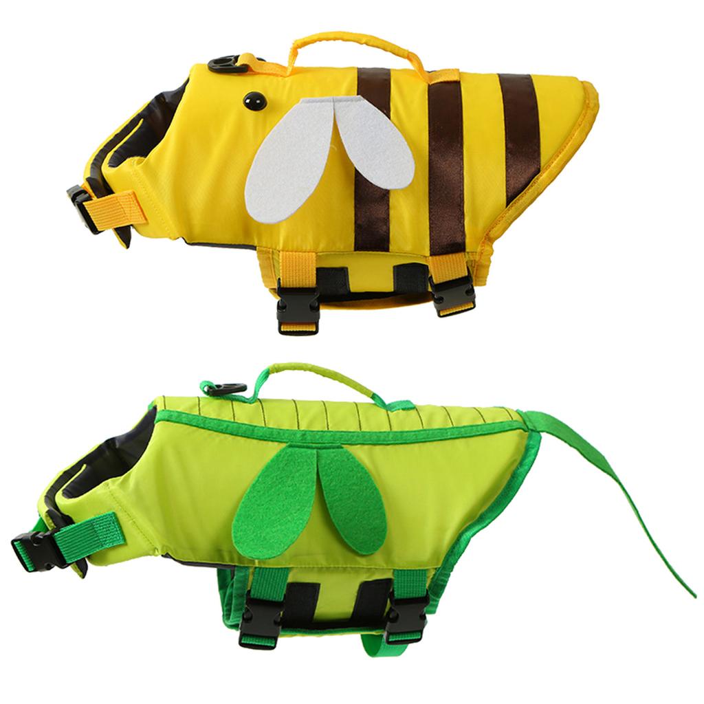 Dog Life Jacket Safety Swimsuit Rescue Handle for Dogs Lightweight Dog Life Vest with Stripes Bee Shape