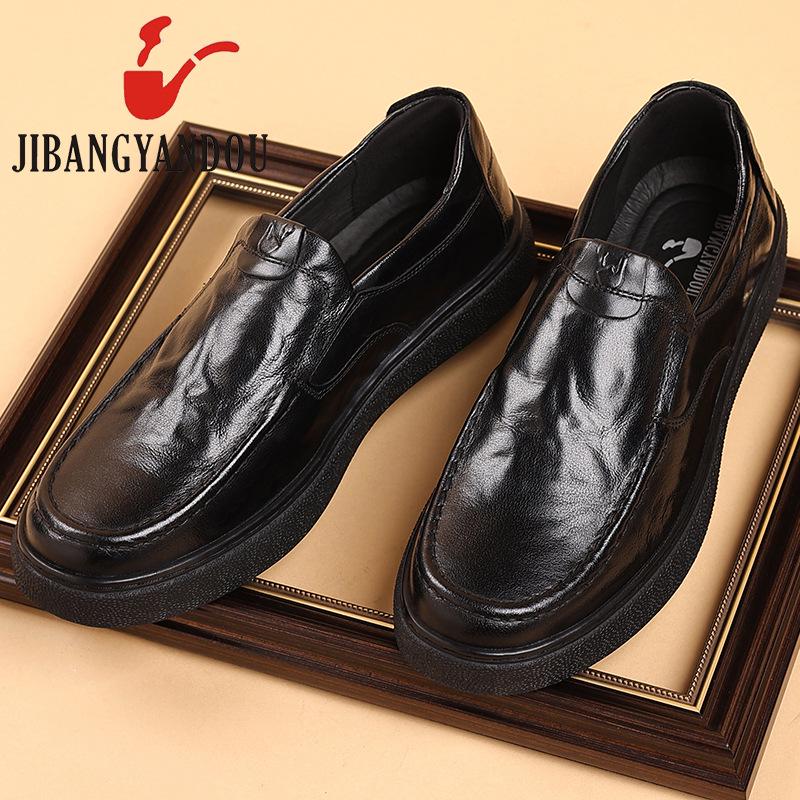 

Мужские кожаные деловые повседневные туфли с мягкой подошвой - снаружи из натуральной коровьей кожи, стелька из свиной кожи Size 43 Recommended 42