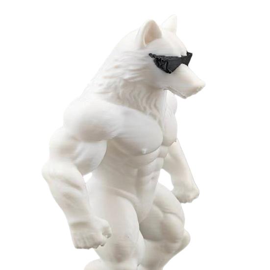 3D Printed Wolf Collectible Figurine Funny Cool Sunglasses Wolf Statue Novelty Animal Sculpture for Office Desktop Shelf Decor