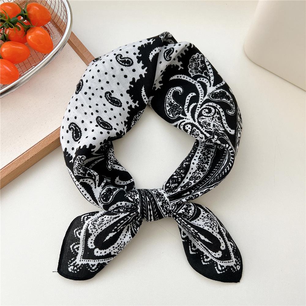 Paisley Flower Print Handkerchief Soft Cotton Linen Head Neck Scarves Hair Scarf Neckerchief Headscarves Square Scarf Headband