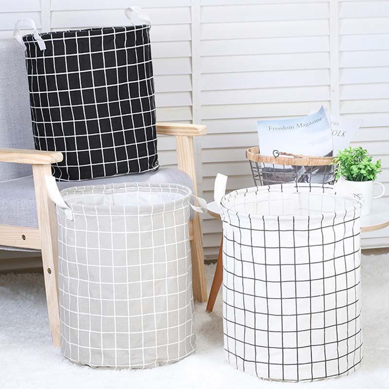 Grande Cesto de Roupa Suja À Prova D'Água Cesto de Armazenamento de Brinquedos Tecido de Linho de Algodão Cesto de Roupa Suja Portátil Organizador de Quarto