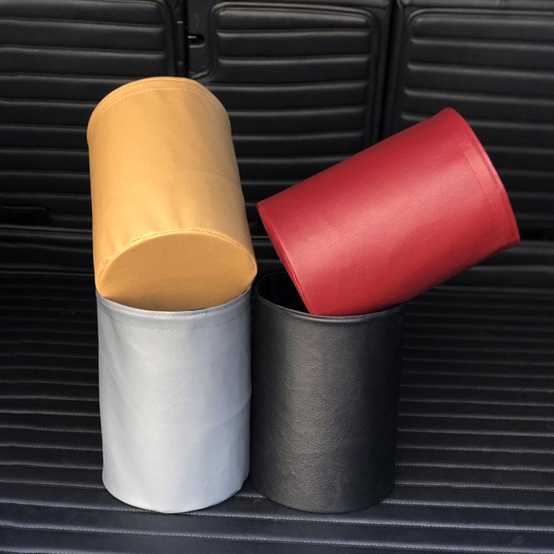 2020 Multi-Purpose Leather Car Door & Seat Back Foldable Trash Can Storage Box, Waterproof and Hanging.