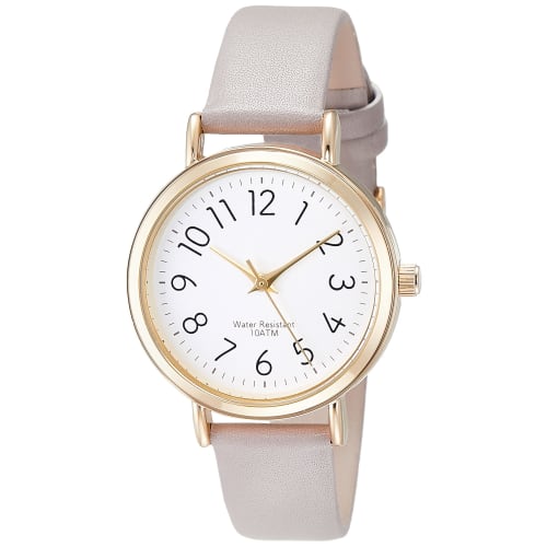Fieldwork Pluie Large Analog Watch with Waterproof Leather Strap, ST245p-2, Women's, Gray
