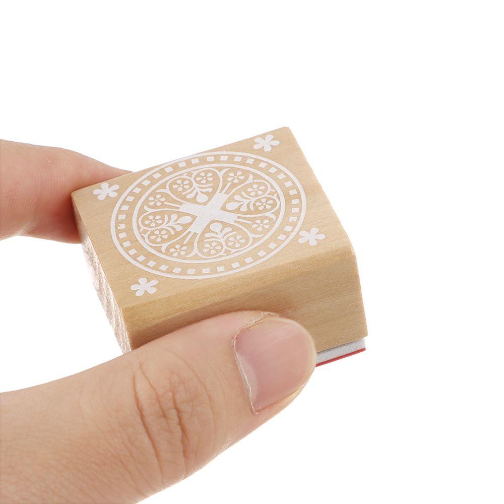 New Vintage DIY Craft Wooden Scrapbooking Square Floral Stamps Rubber