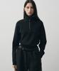 NOIRER FOR WOMAN Crop Layered Zip-Up Polo Knit (Black)