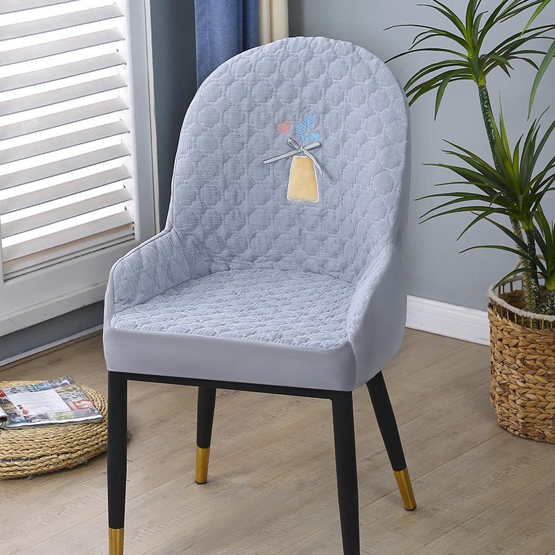 Nordic One-piece Dining Chair Cover Household Elastic Chair Set Dining Table Fabric Stool Set Simple Modern Large Curved Chair Cover