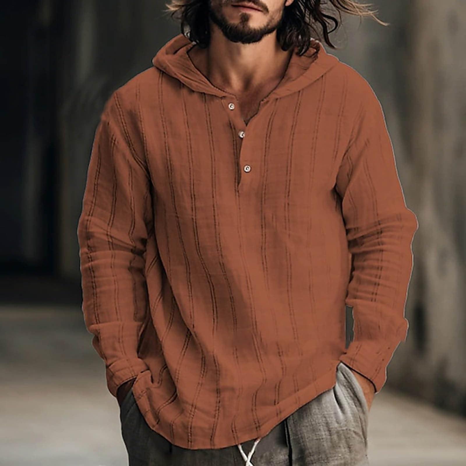 

Худи для мужчин, Легкие, С длинным рукавом, Льняные рубашки с капюшоном, Однотонные, Пуловер, Повседневная застежка-шнурок, Модные, XL красный