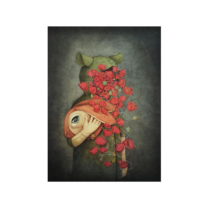 Arte abstrata moderna figura pintura em tela arte da parede flor na cabeça cartazes e impressões para sala de estar decoração do quarto dos miúdos