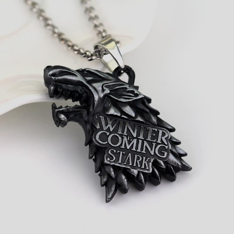 Serie TV Lupo Stark Trono portachiavi Inverno Sta Arrivando Collana con Ciondolo Vintage Logo 3D Famiglia Stark Gioielli Souvenir Regalo