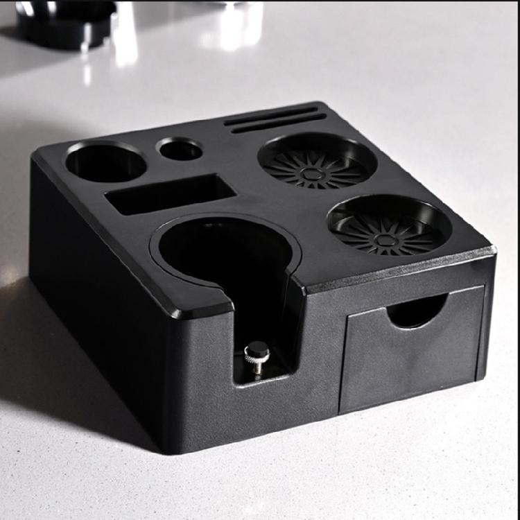 Kitchen Storage Solution Espresso Coffee Tamper Station Stand With Tool Drawer Compartment for 51/54/58mm Portafilter