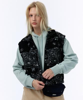 Clove [24Fw Clove] Bandana Fleece Vest (Black)