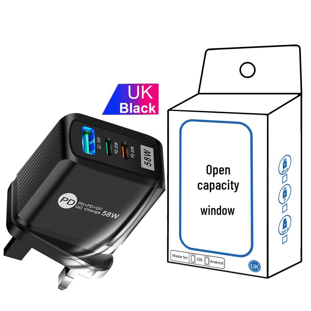 58W Dual Fast Charger with 2PD + QC3.0 - Compatible with EU, US, UK, KR, AU Standards