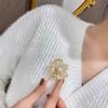 Floral Tassel Brooch with Micro Pave Zircon Copper Base Thick Gold Plating Imitation Pearl Pin for Suit Dress Accessories