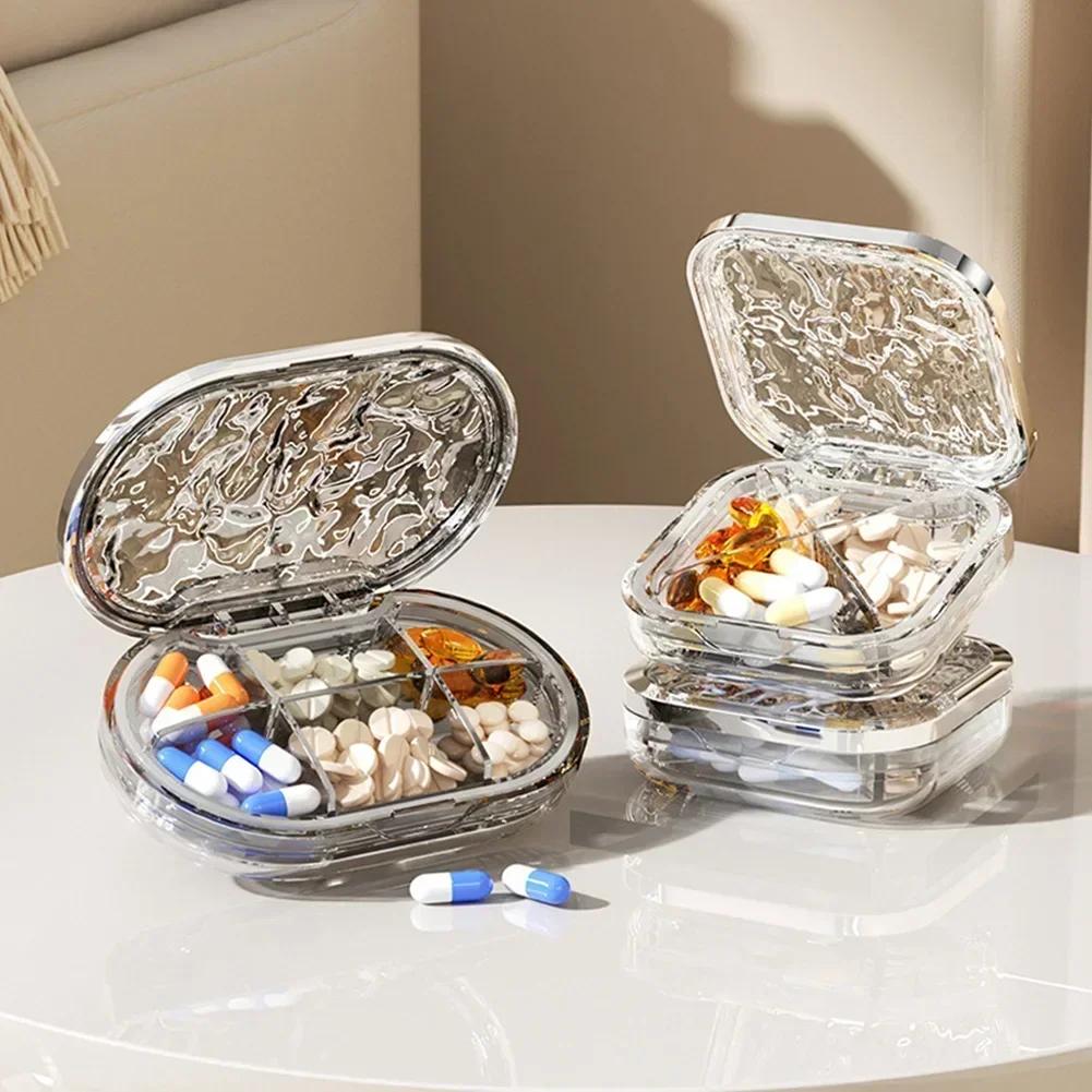 4/6 Fächer Pillenbox Tragbar Mini Medizin Pillendose Versiegelt Feuchtigkeitsgeschützt Große Kapazität Pillenaufbewahrungsbox
