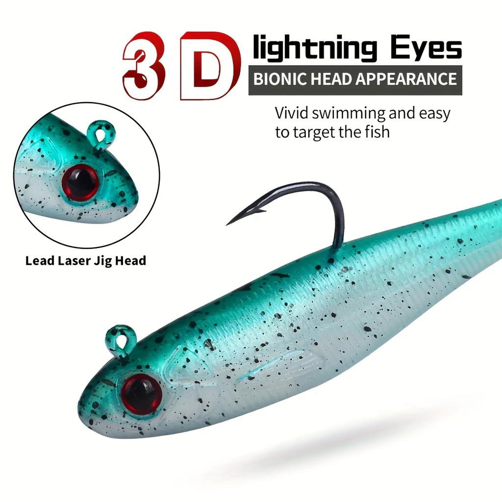 Soft Plastic Fishing Lure, Capture Bait for Home Fishing - 3.5 Inches/2.7 Inches Realistic Simulated Paddle Tail Design,