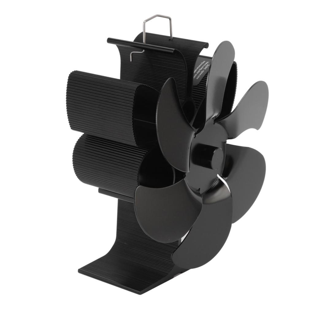 Stove Fan 6 Blades Greater Air Volume Low Noise Operation Wear Resistance Fireplace Fan Black S