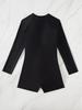 2026 European Slimming Color Block Long Sleeve Sun Protection One-Piece Swimsuit for Women