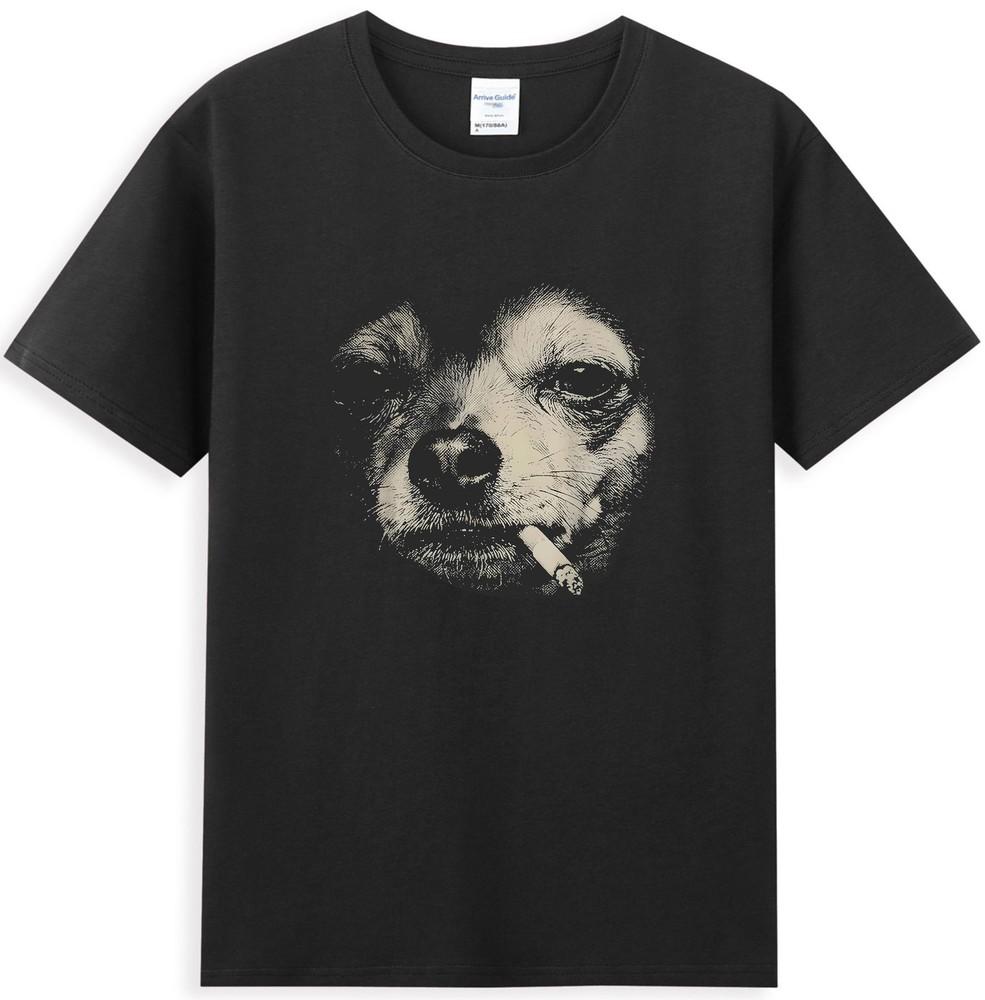 Dog Smoking Cigarette Funny Chihuahua Graphic TShirt S