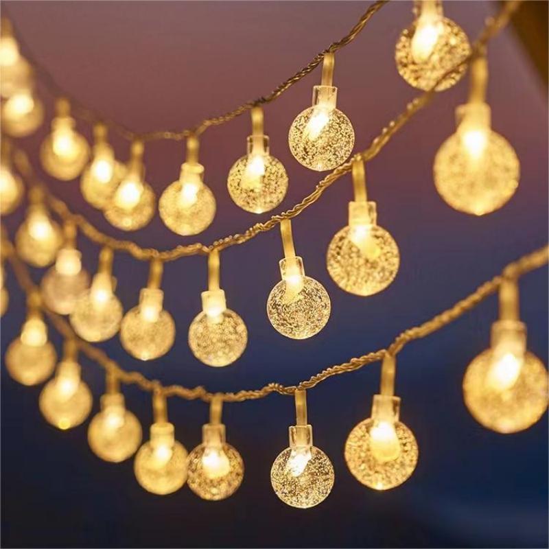 1pc Solar-Powered Bubble Ball LED String Light 20/50/100LED Waterproof Outdoor Garden Corridor Courtyard Ramadan Decoration
