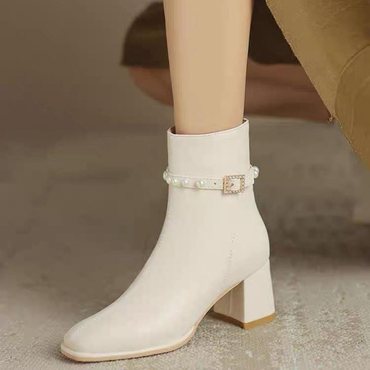 Short Boots Women's 2025 Autumn Internet Celebrity New Low Tube Elastic Thin Women's Boots Thick Heel British Fashion Martin Boots