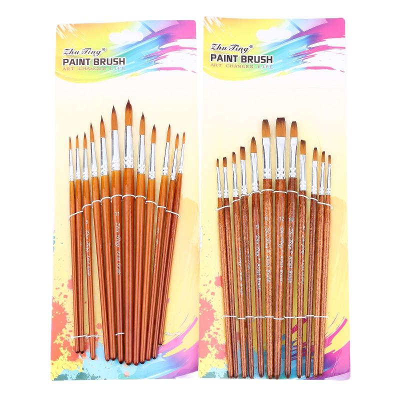 Professional Fine Detail Artist Brushes Set Flat and Pointed Head Premium Paint Brushes for Canvas Watercolor Art Drawing