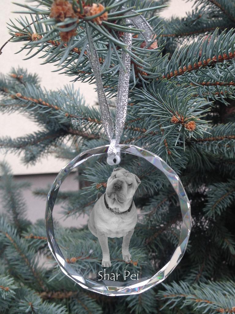 Shar Pei - crystal bauble with a photo, dog photo in crystal, personalized Christmas tree ornament by Art-Dog brand