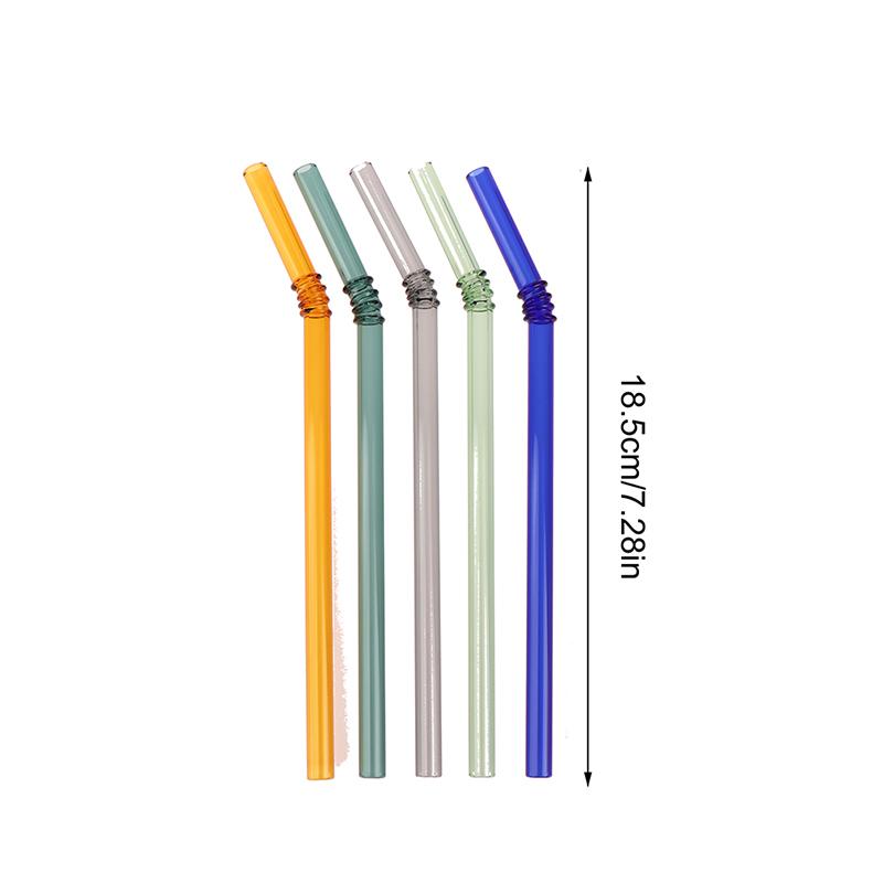 1Pc Reusable Glass Straws Colorful Drinking Straw Eco-Friendly High Borosilicate Glass Straw Party Favors Bar Drinkware