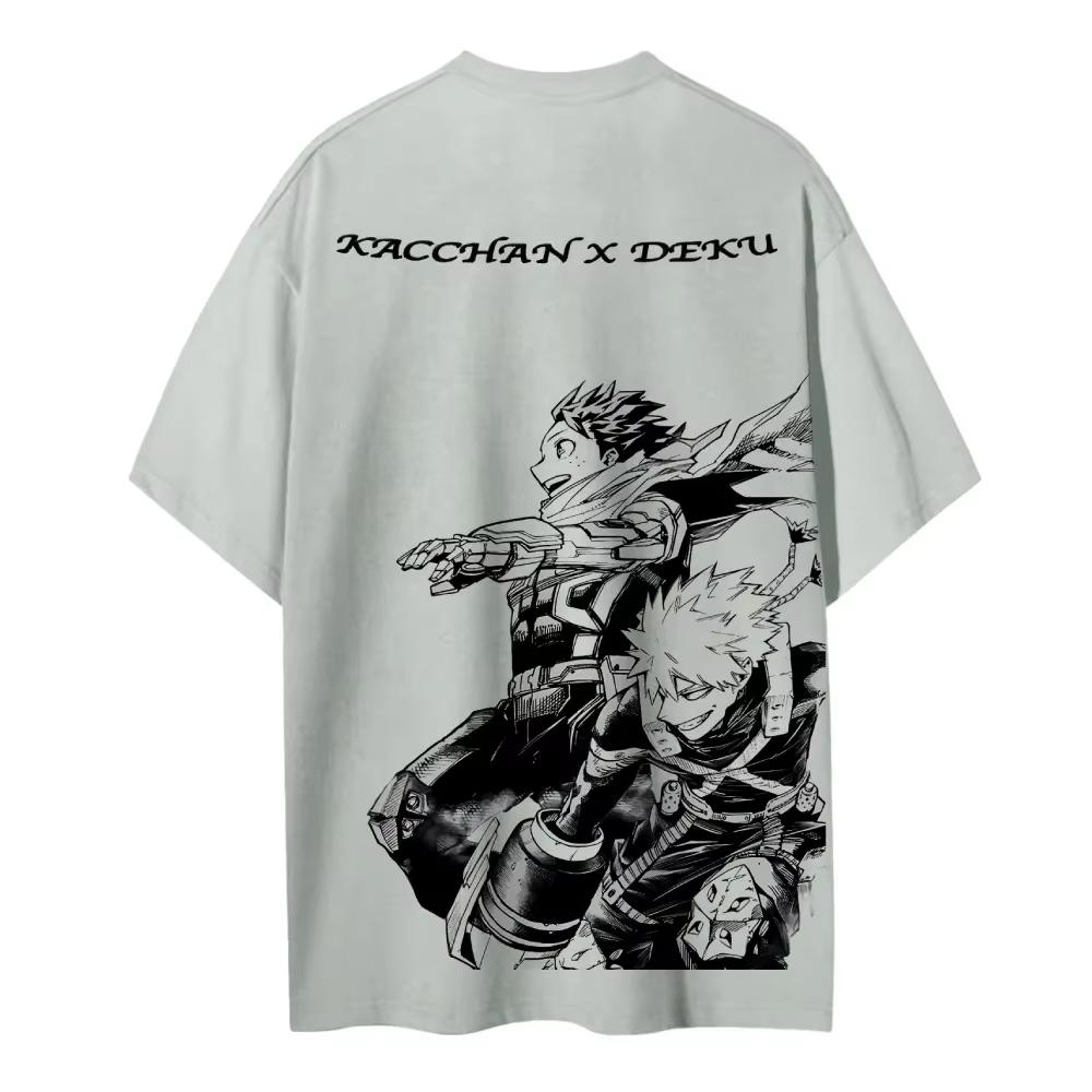 My Hero Academia Kacchan X Deku Summer Men's Cotton T Shirt Anime Streetwear Short Sleeve Tops